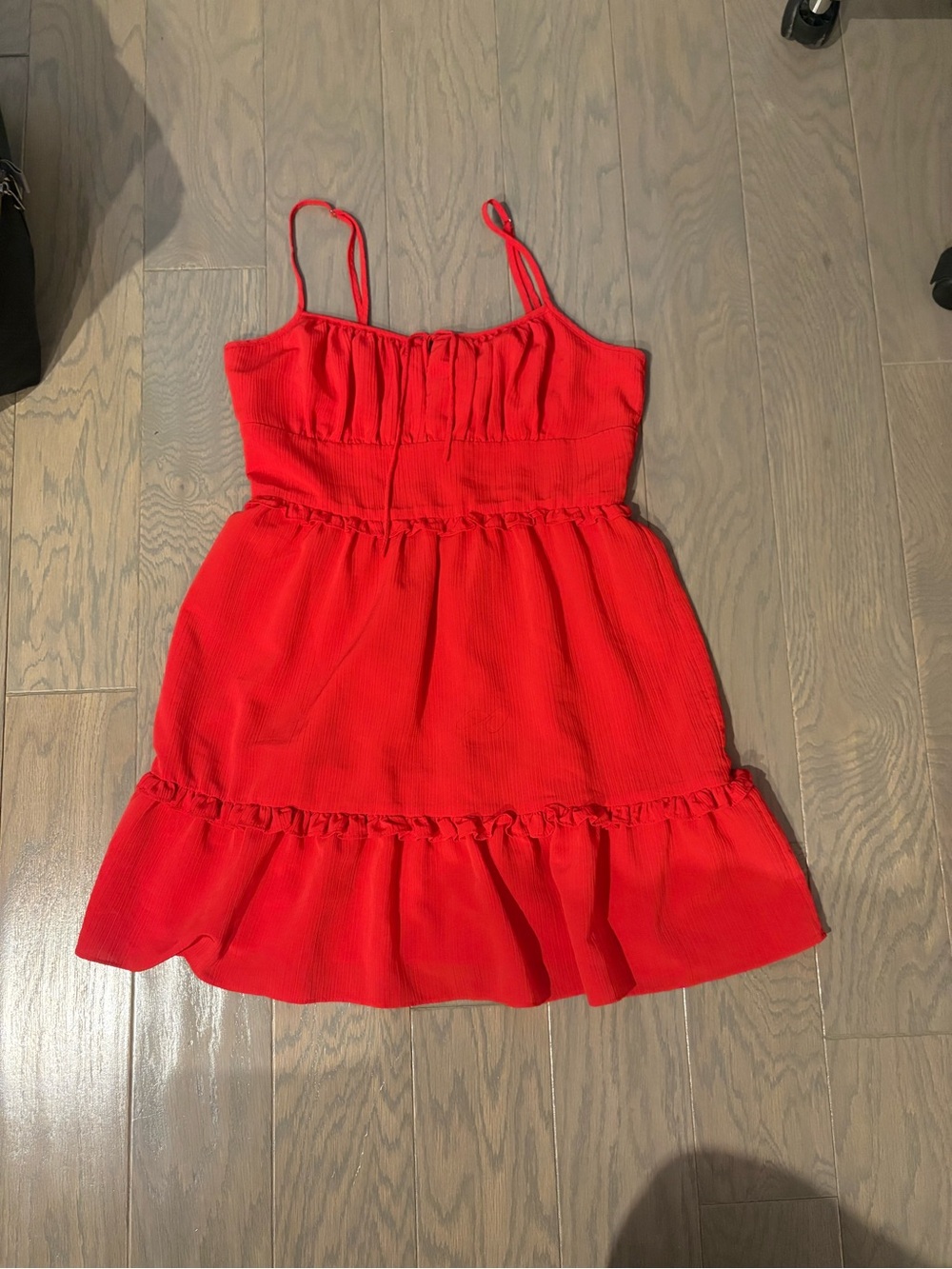 BCBGeneration Red Spaghetti-Strap Ruffle Mini Dress - Picture 2 of 4